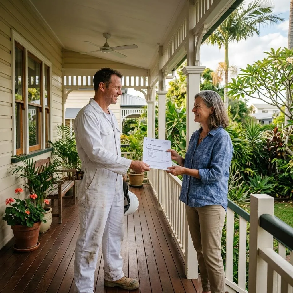 An inspector discussing a residential property with a homeowner